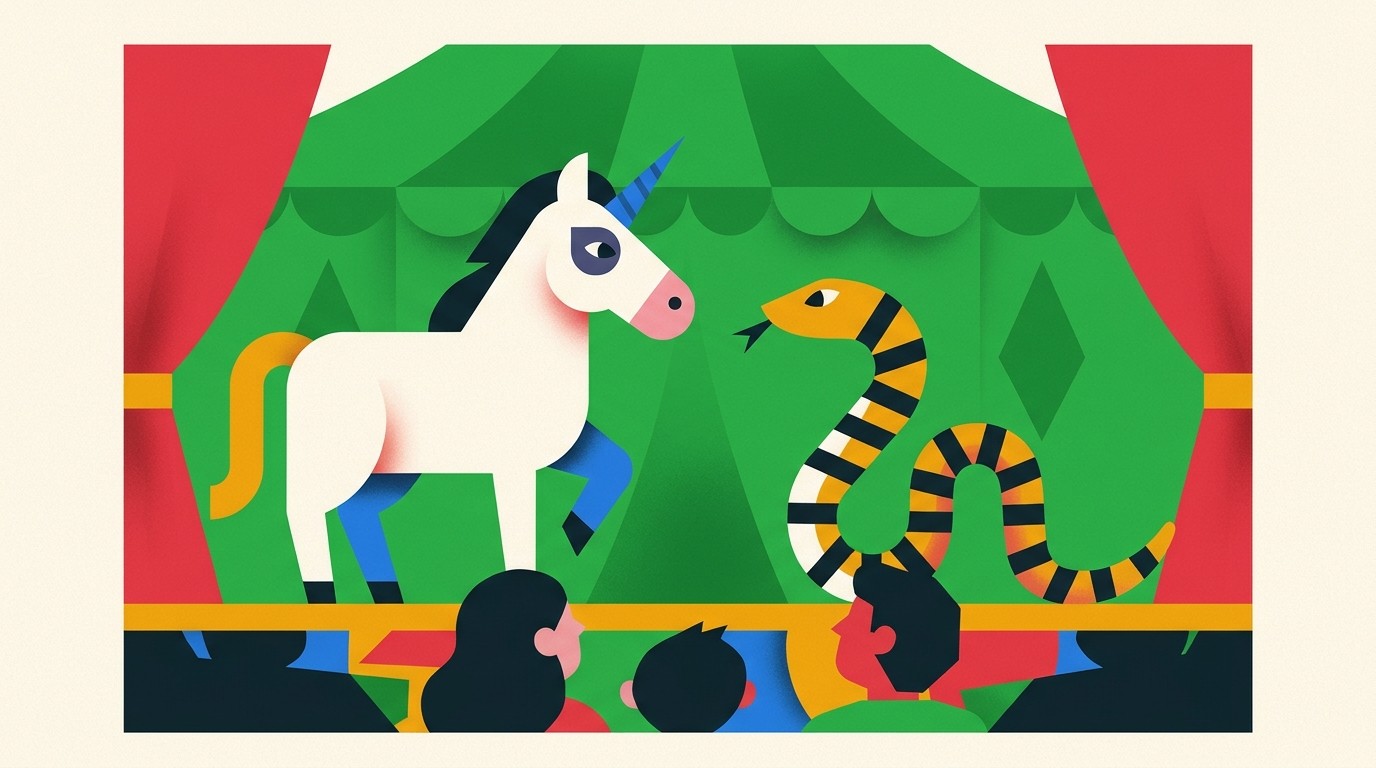 Illustration: Play “Das NEINhorn und die SchLANGEWEILE” — Kindertheater Purzelbaum