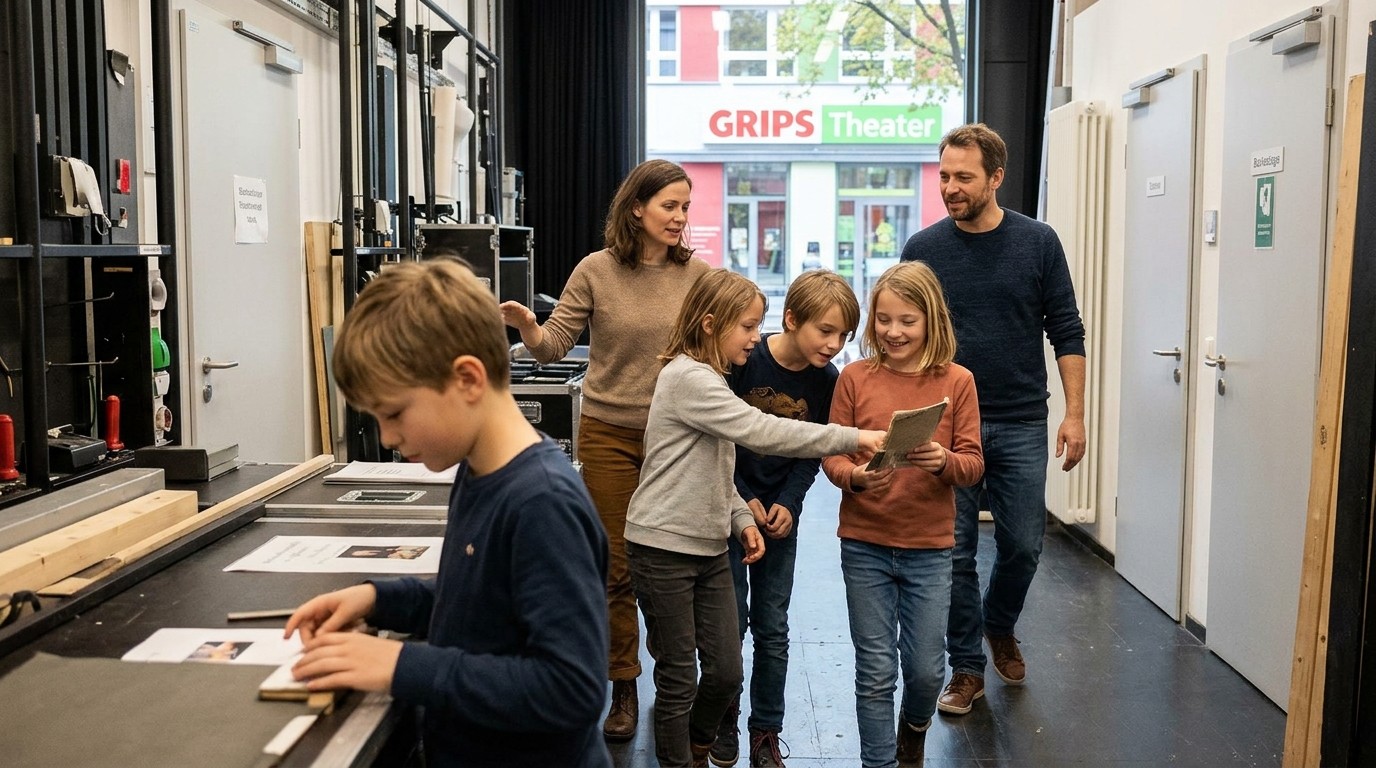 KI-generiertes Bild: Bühnenführung „Berlin sagt Danke“ — GRIPS Theater Hansaplatz