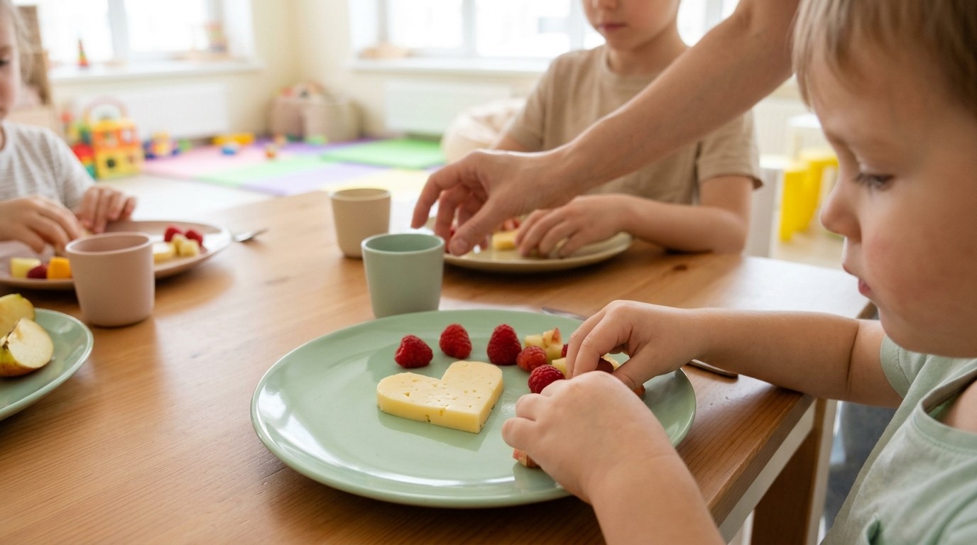 KI-generiertes Bild: Familienfrühstück — Familien- und Nachbarschaftszentrum Kiezanker 36