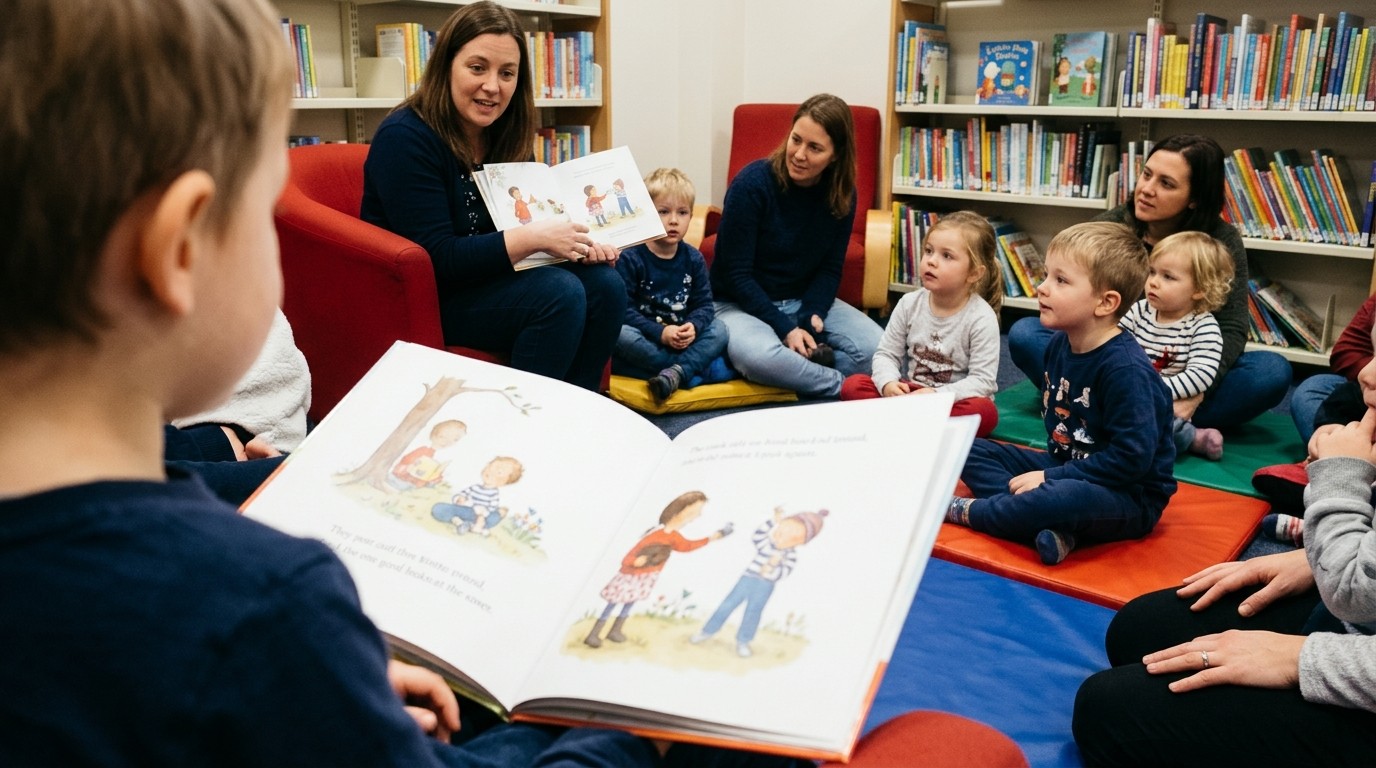 AI-generated image: Children's story time — Mark-Twain-Bibliothek